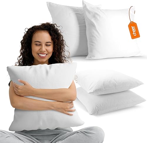 Cheer Collection Almohadas decorativas cuadradas para cama y sofá, 26 x 26 pulgadas, con funda, rellenos de almohada perfectos para almohadas