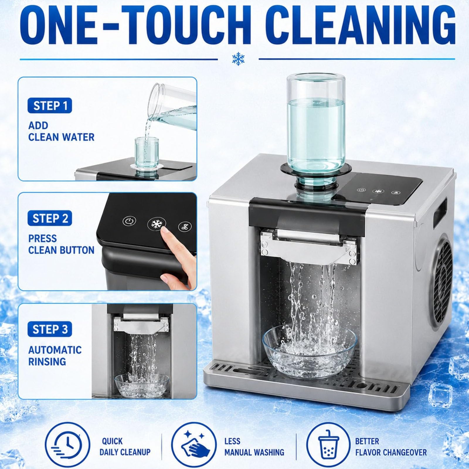 Máquina Comercial de Hielo en Copos de Nieve, con Auto Clean y Pantalla táctil Inteligente, for Preparar granizados, cucuruchos, Batidos y Otras deliciosas Bebidas frías | Green