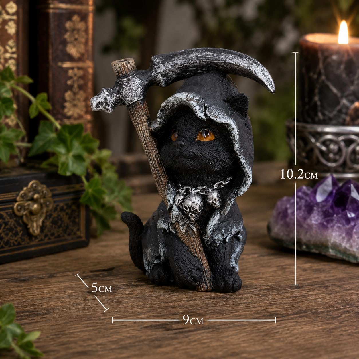 Nemesis Now Amara Grim Reaper Feline Cat Figurine, Black, 10.2cm image 3