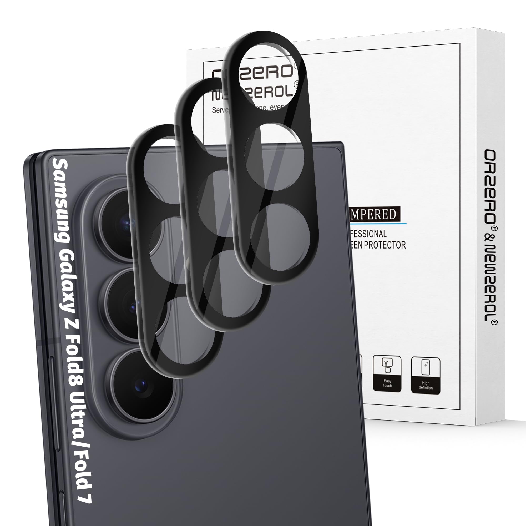 Photo 1 of (3 Pack) Orzero Camera Lens Protector Compatible for Samsung Galaxy Z Fold 8 Ultra/Fold 7, Protector de Cámera Tempered Glass 9H Precise Camera Cutouts Anti-Scratch Does Not Affect Night Shots and Flash