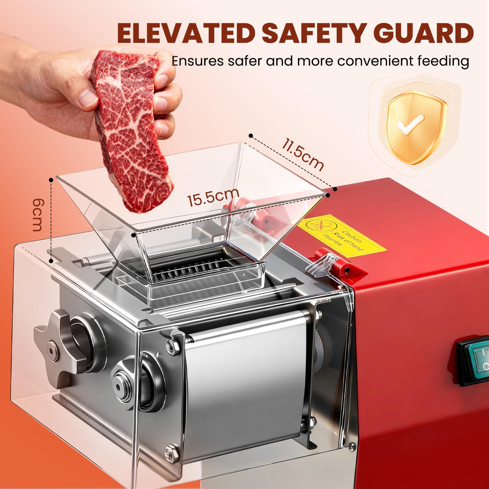 NEWTRY Kommerzielle Fleischschneider 850W 5mm Gastro Schneiden Würfeln | Edelstahl, leistungsstarker Motor, leicht zu reinigen, langlebig, vielseitig, für Metzgereien, Restaurants, hohe Effizienz