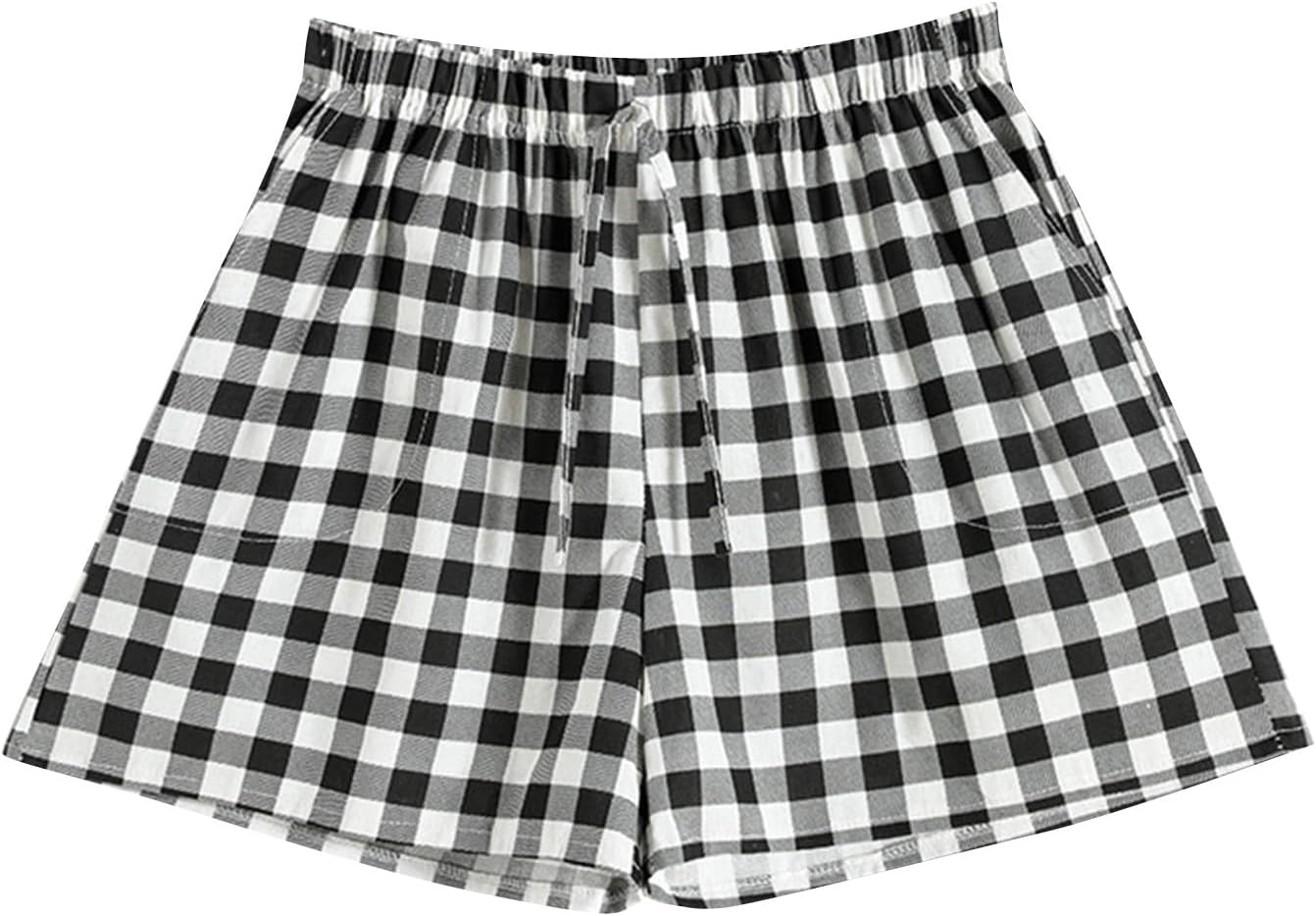 Girls Boxer Shorts Summer Casual Cotton Linen Lounge Gingham Plaid Shorts Y2K Beach Bottoms