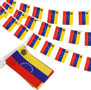 Venezuela Flags Venezuelan String Flag Banners for Patriotic Events Independence Day Sports Bars Inside Outside Decorations 33 Feet 30 Flags