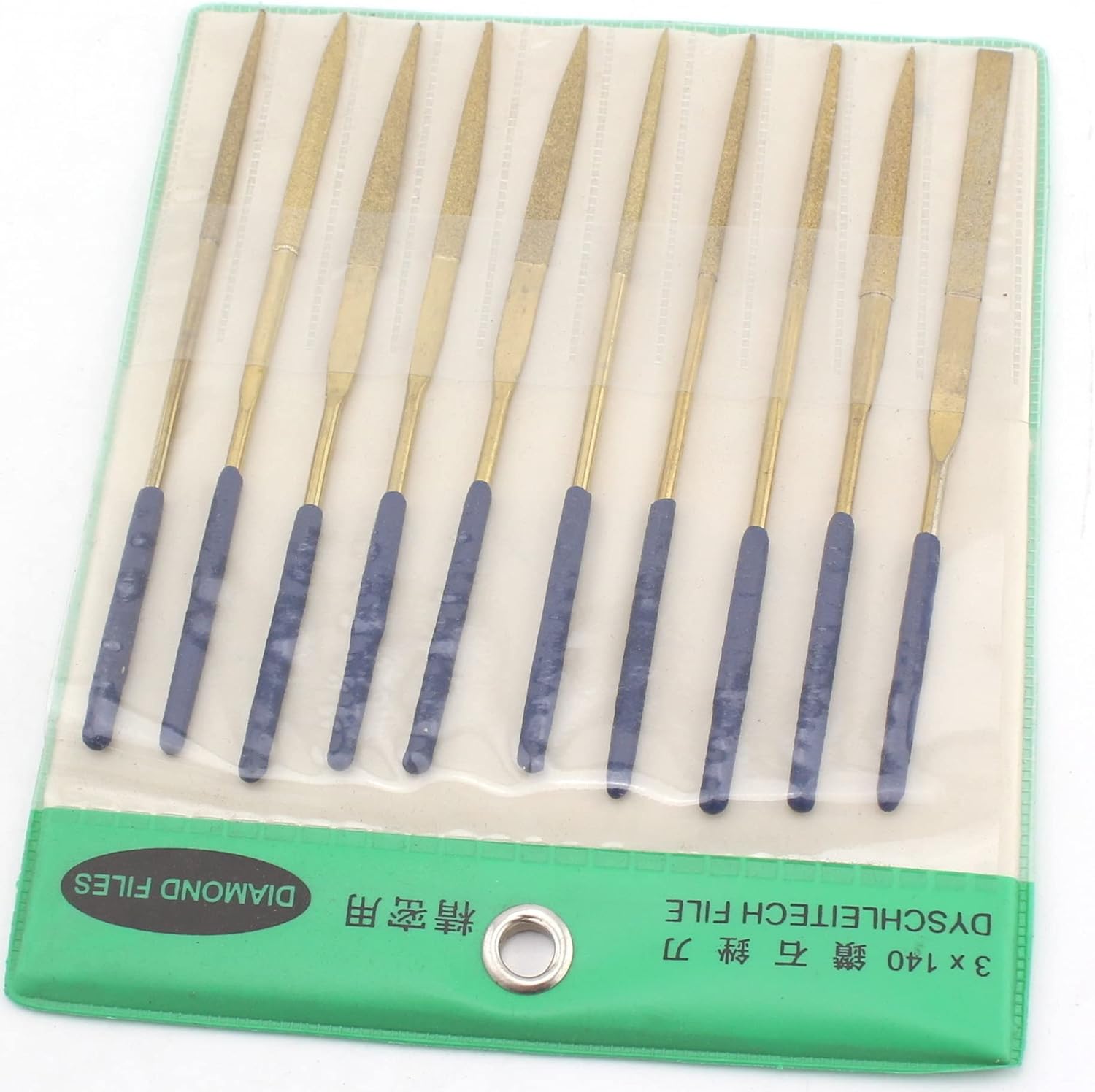 ILOVETOOL 10Pcs Titanium Coated Mini Diamond Needle File Kit for Metal Glass Stone