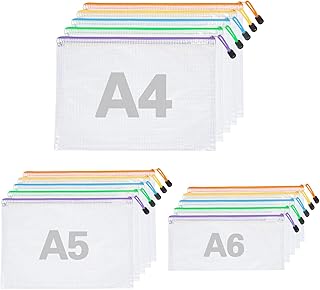 15 szt. etui na dokumenty A4 A5 A6 5 kolorów, wodoodporne etui na dokumenty, przezroczyste etui na zamek błyskawiczny na dokumenty, kosmetyki, materiały biurowe, podróże