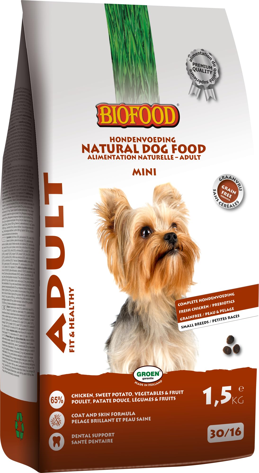Biofood Premium - Pienso pequeño para perro adulto (1,5 kg)