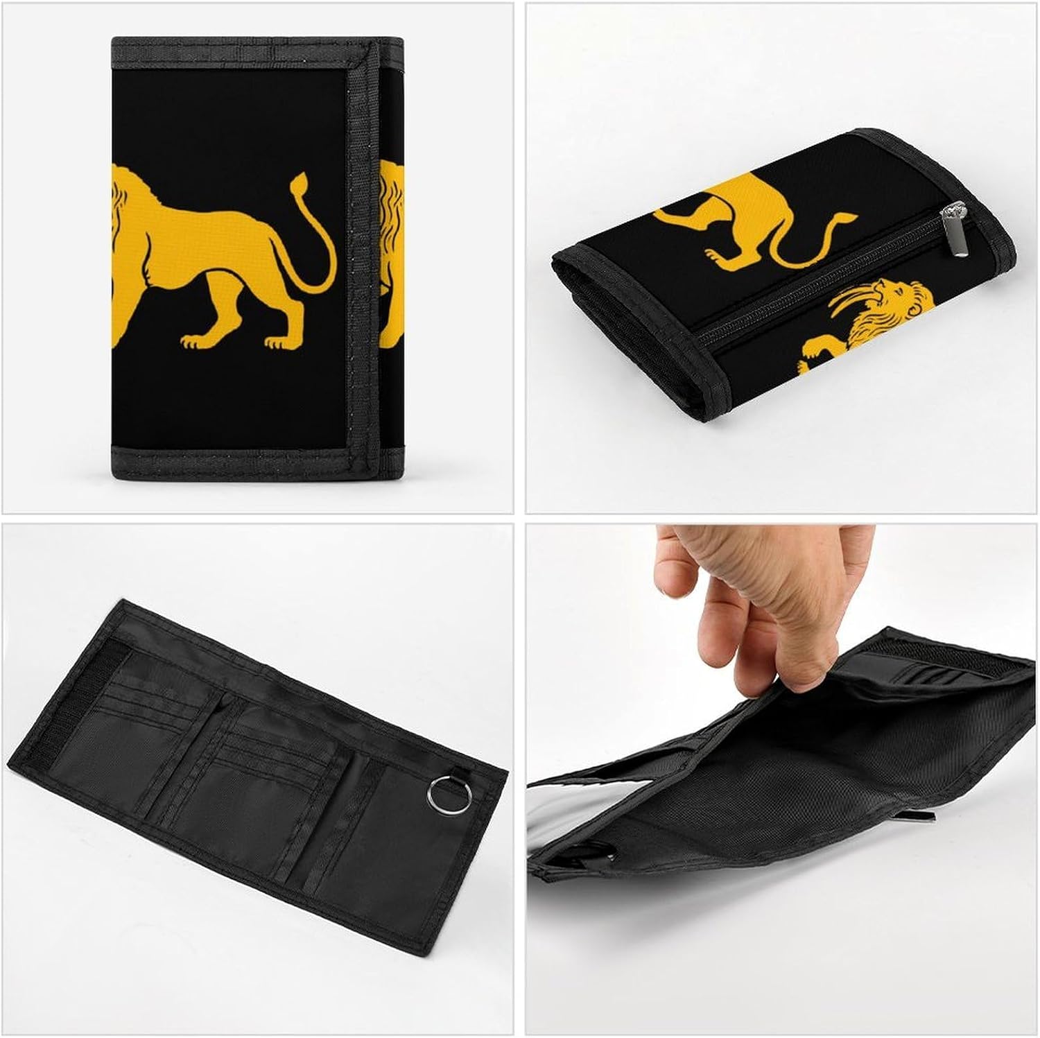 Lion with Long Tail Trifold Slim Wallet Front Pocket With Money Clip And ID Credit Card Slots For Travel Work