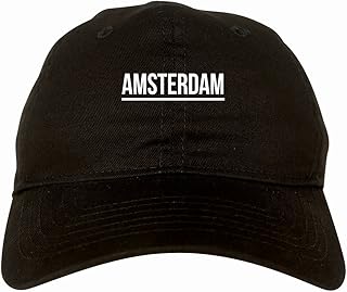 Kings Of NY City of Amsterdam Simple Underline 6 Panel Dad Hat Cap Black