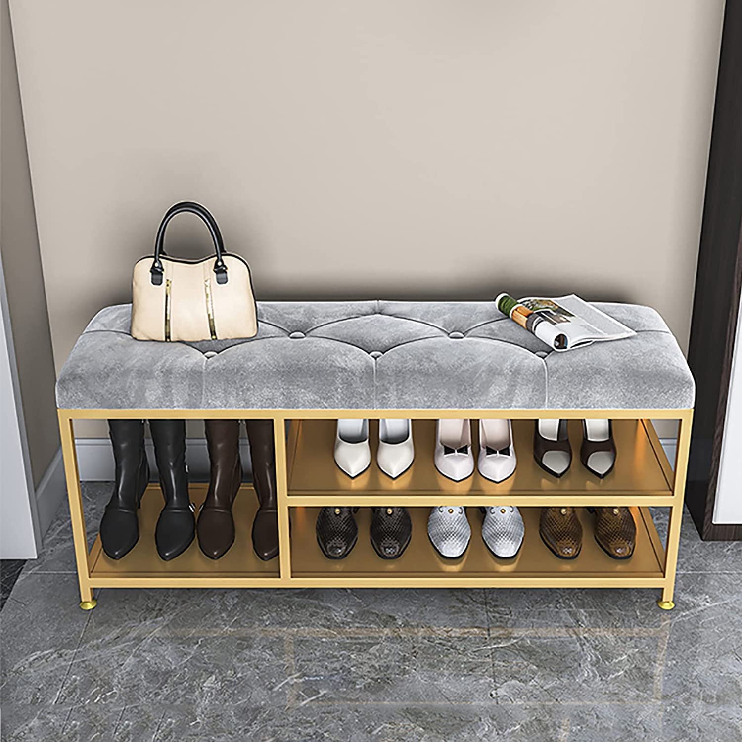 Banc à chaussures gain de place meuble entrée moderne avec assise confort
