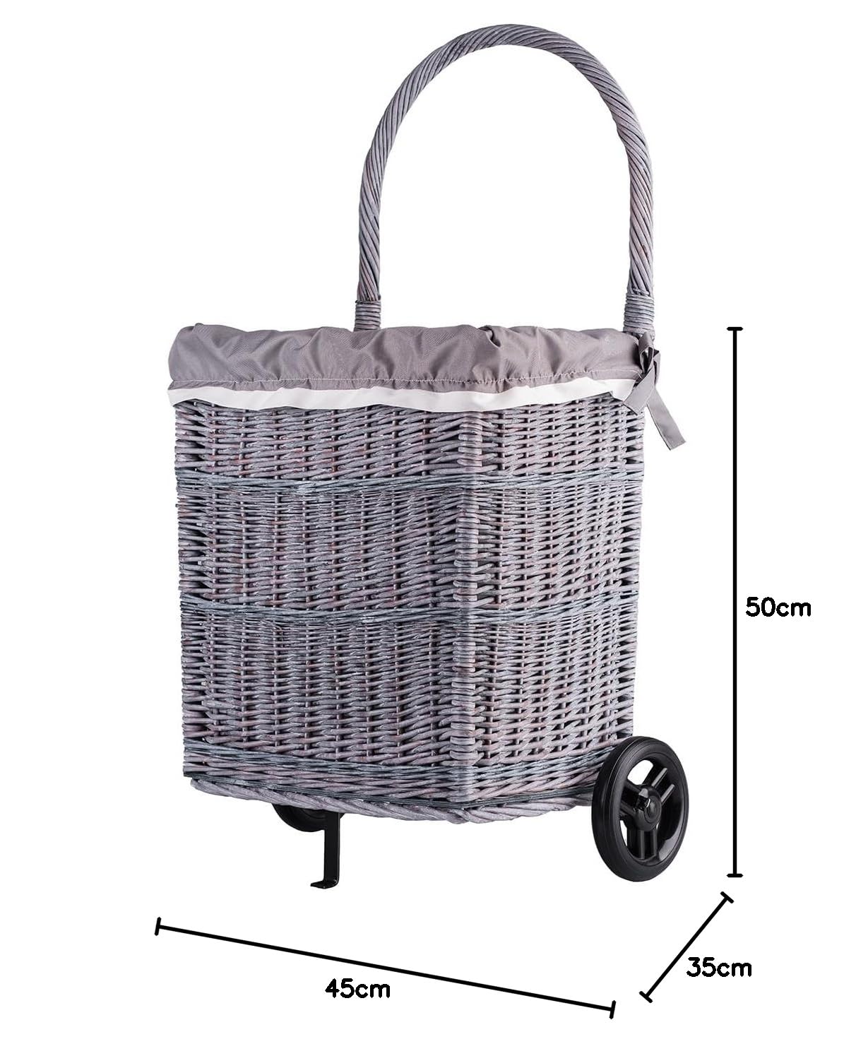 Panier à bûches sur roulettes - Chariot en osier - Panier des courses - Panier de rangement - Panier à provisions - Gris