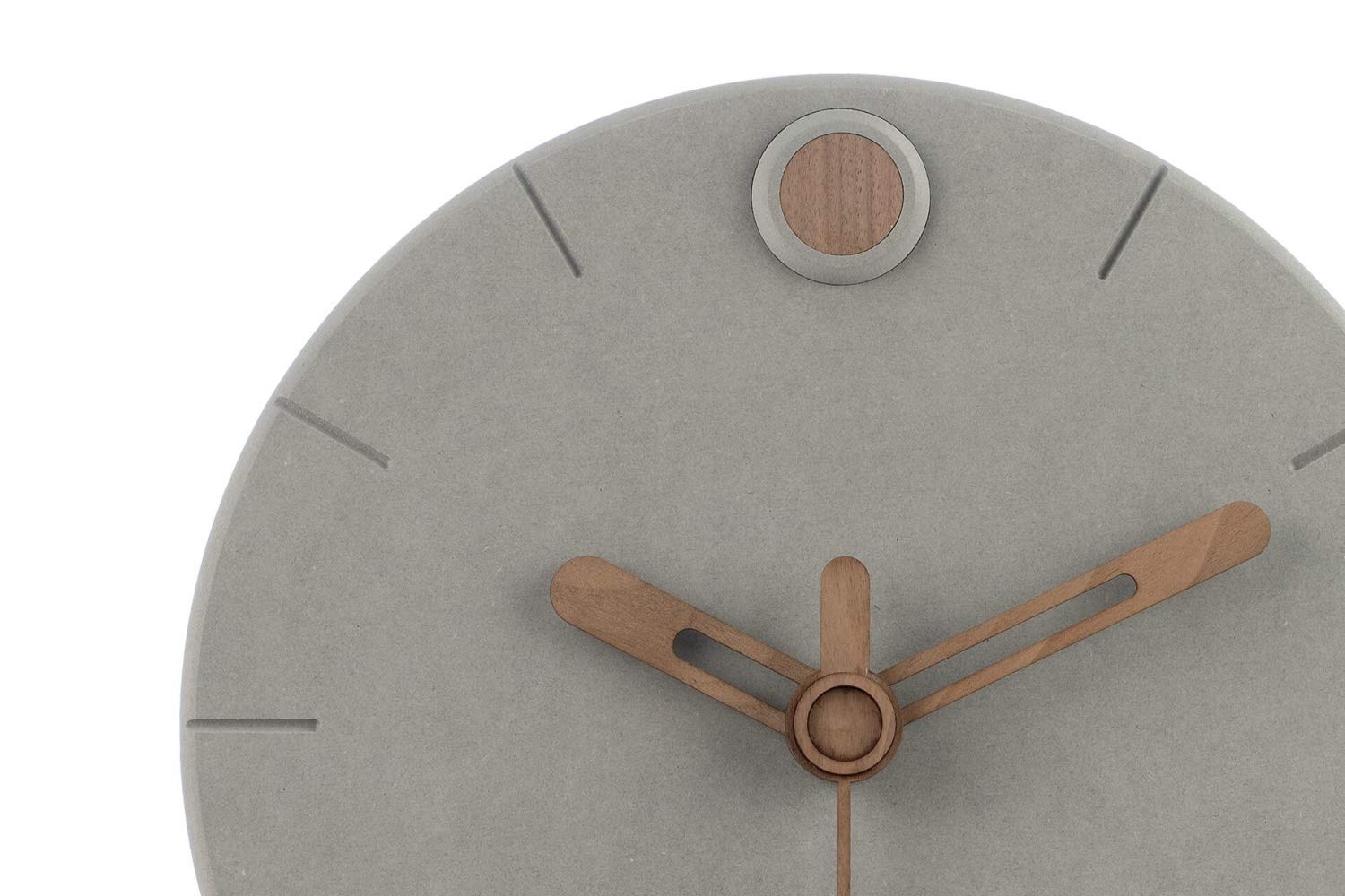 ONZENO Design Wanduhr 'THE Scandi.' ohne Tickgeräusche | Leise Quarzuhr, Durchmesser 29 cm, Tiefe 0,9 cm, Grau/Braun