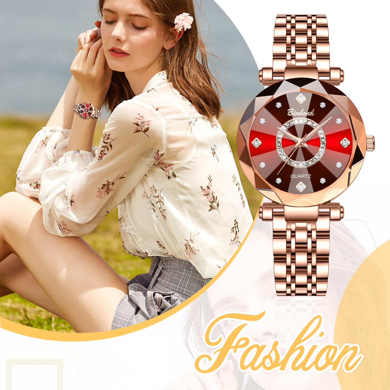 JewelryWe Zegarek damski mały zegarek ze stali nierdzewnej 30 m wodoszczelny analogowy zegarek kwarcowy damski wąska bransoletka ze stali nierdzewnej luksusowy ultracienki zegarek z fasetowanym szkłem