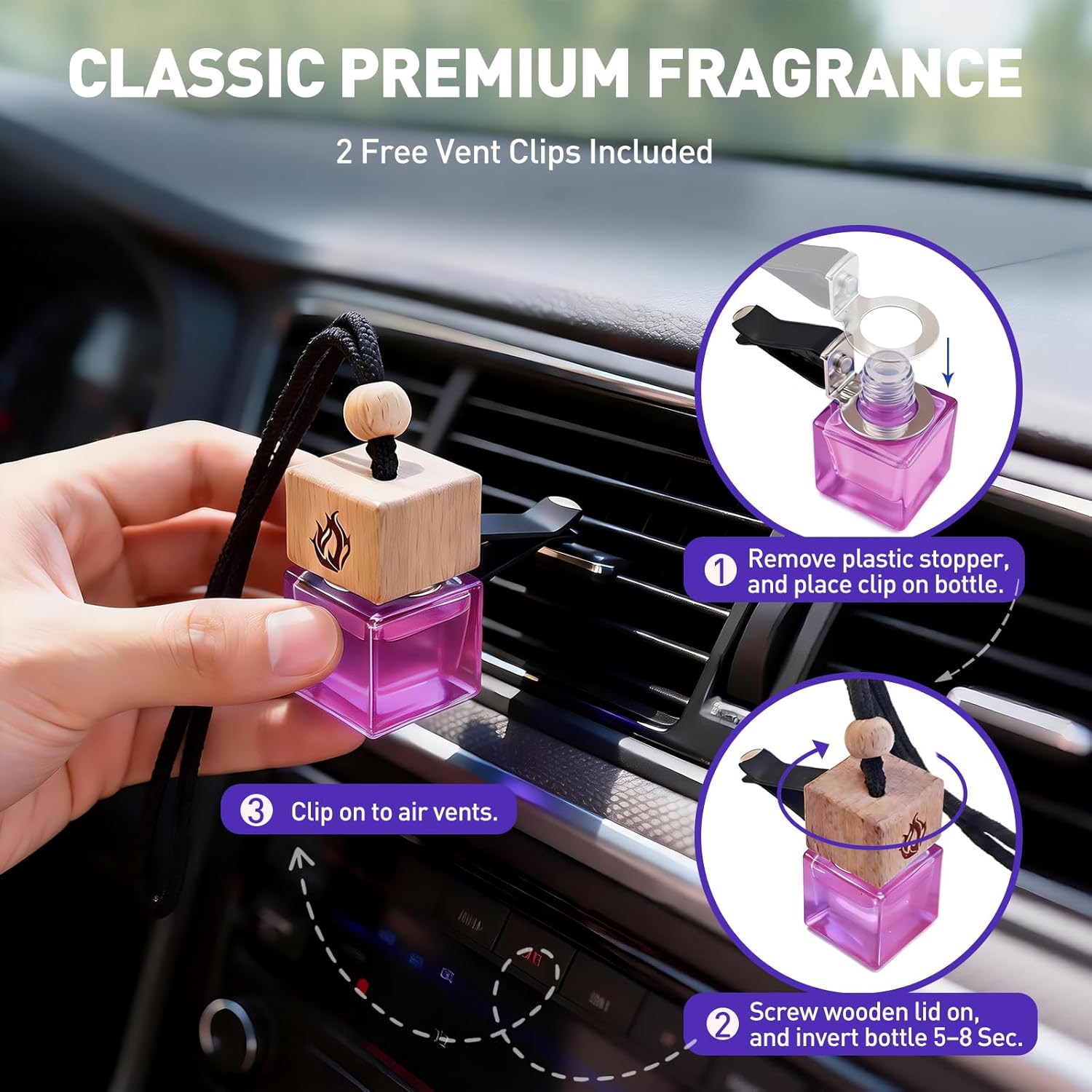 Car Air Freshener Hanging 2 Pack, Vanilla Cream Scent Car Air Fresheners Diffuser, Long Lasting Car Fragrance, Cute Car Accessories for Women - Image 4