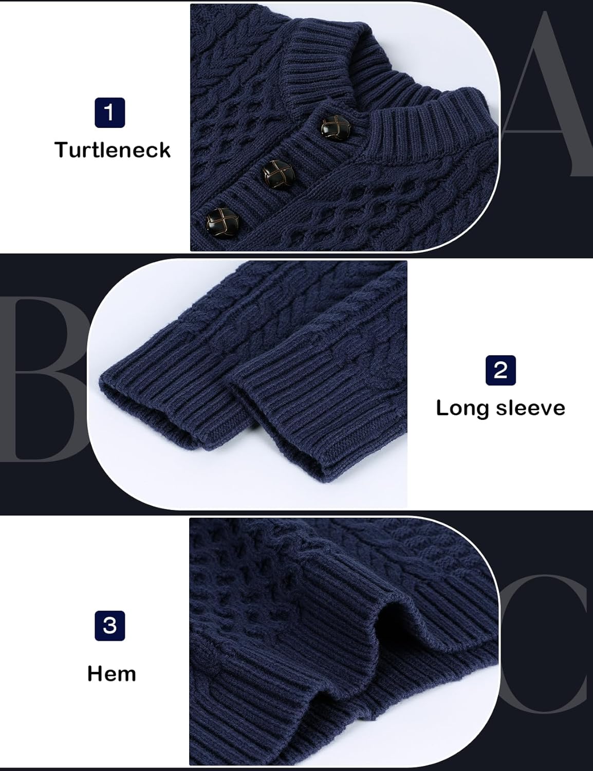 Yimoon Boys Sweater Kids Turtleneck Pullover Cable Knit Sweaters - Image 7