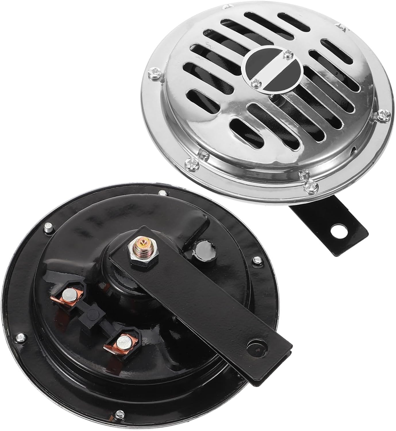 Electroplated Motorcycle Horn Replacement Basin-shaped Loudspeaker Compatible with Car Atv Powersports for Wide Sound Diffusion and Easy Installation