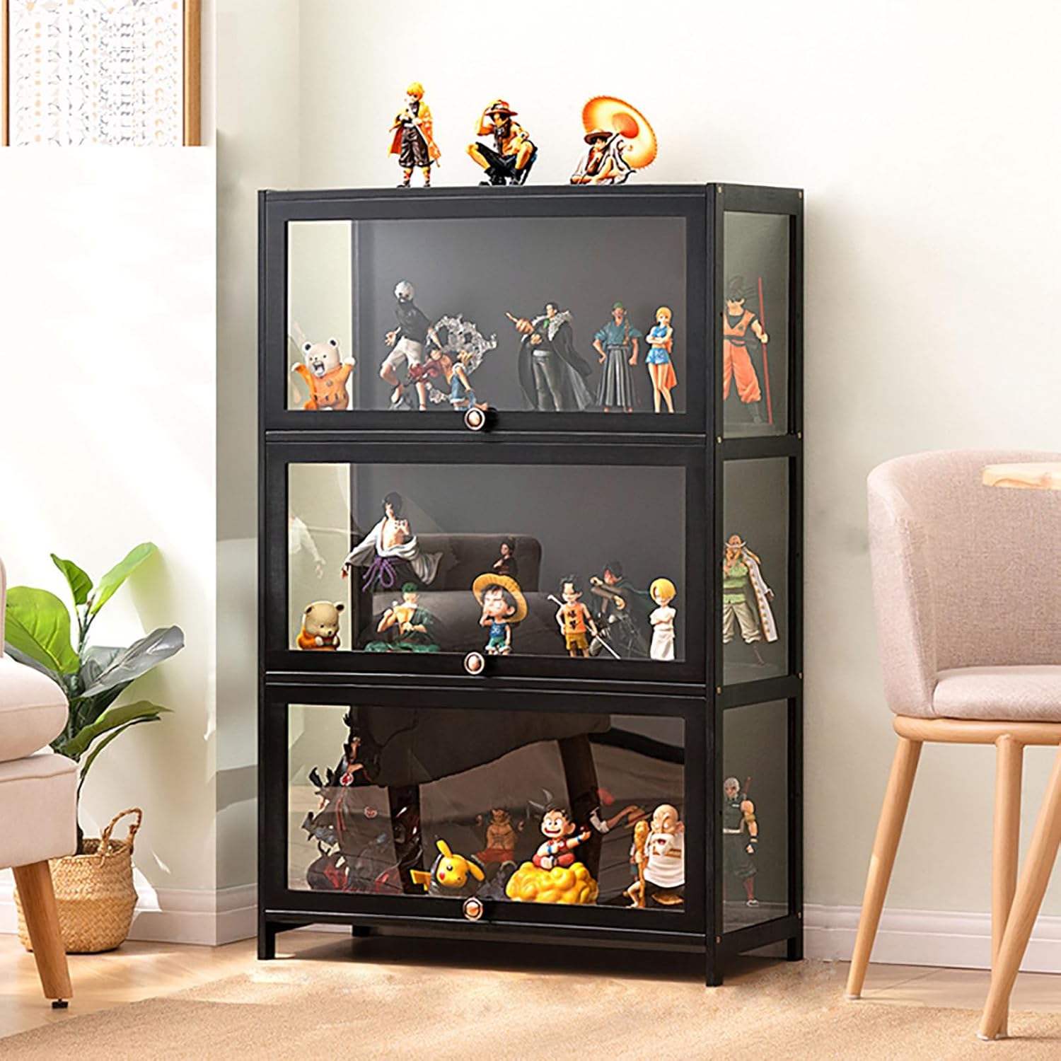 JSLJDMコレクションケース フィギュアケース ショーケース コレクションキャビネット 竹枠 コレクションボード ガラスケース フ