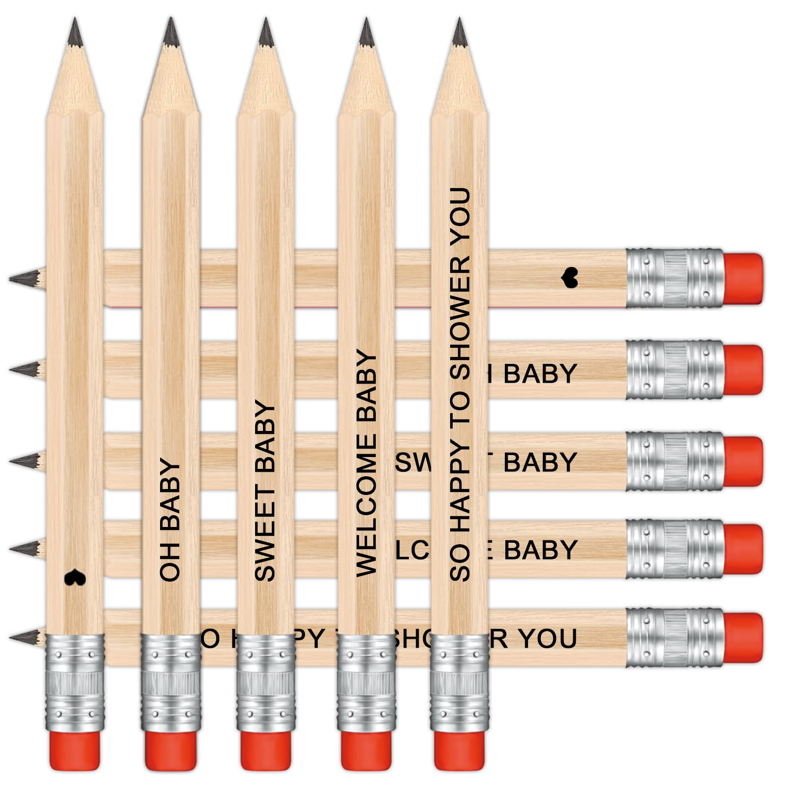 Vusnud 50Pcs - Baby Shower Sharpened Half Pencils with Erasers, Pre-sharpened Pencils for Baby Shower Games, 4 Inches