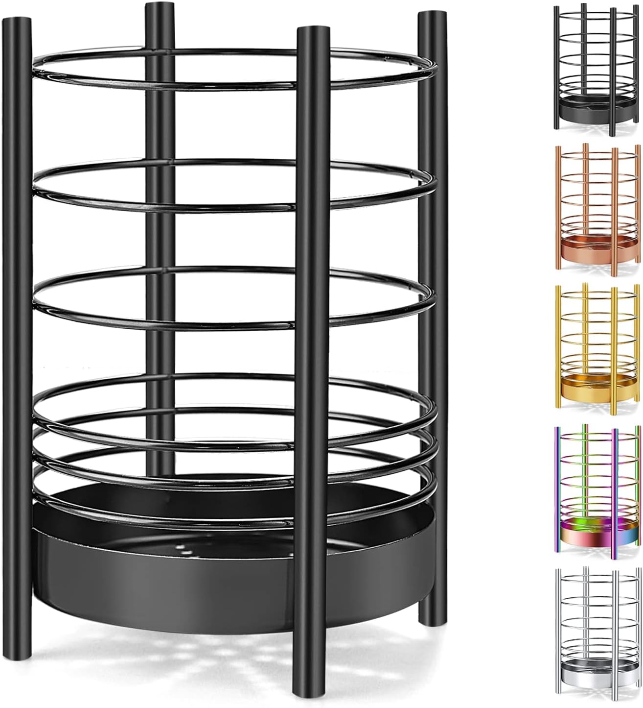 HOMQUENBlack Kitchen Utensil Holder for Kitchen Counter, Stainless Steel Utensil Jugs, Black Titanium Coating Utensils Storage Caddy Organiser, Cooking Utensil Holder (Black/7.4 x 5.2 inches)