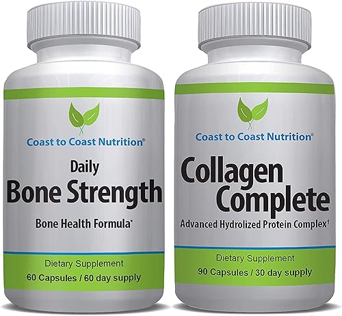 Suplementos de apoyo completo de colágeno para la salud ósea – Suplemento de calcio natural para una máxima fuerza ósea – Pastillas de colágeno para