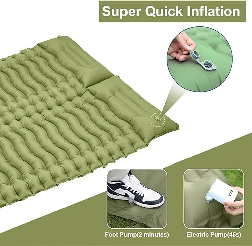 Miniatura 4 de Colchoneta de dormir para acampar con mini bomba eléctrica, almohadilla de dormir autoinflable de 4 pulgadas de grosor extra, tamaño matrimonial,