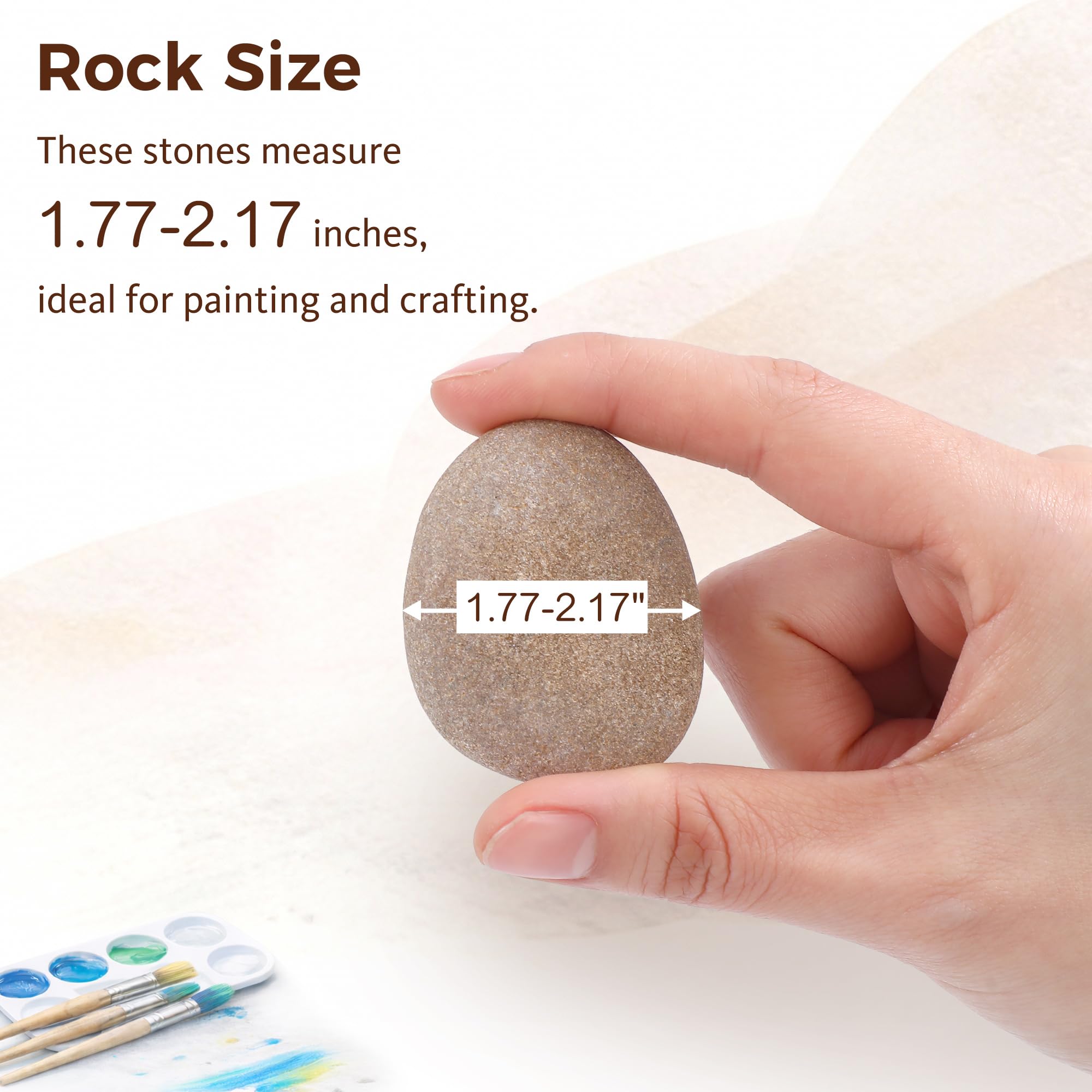 ROCART 100 szt. Małe Gładkie Naturalne Kamienie Rzeczne do Malowania 4,5–5,5 cm, Płaskie Kamienie do Malowania, Kamienie do Rękodzieła, do Szkoły i Projektów DIY