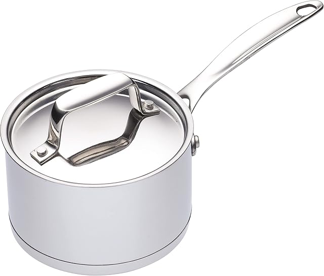 MasterClass Saucepan with Lid, Non-Stick Sauce Pot, Induction-Safe, Mini Saucepan, 9 cm (3.5"), Stainless Steel, Silver