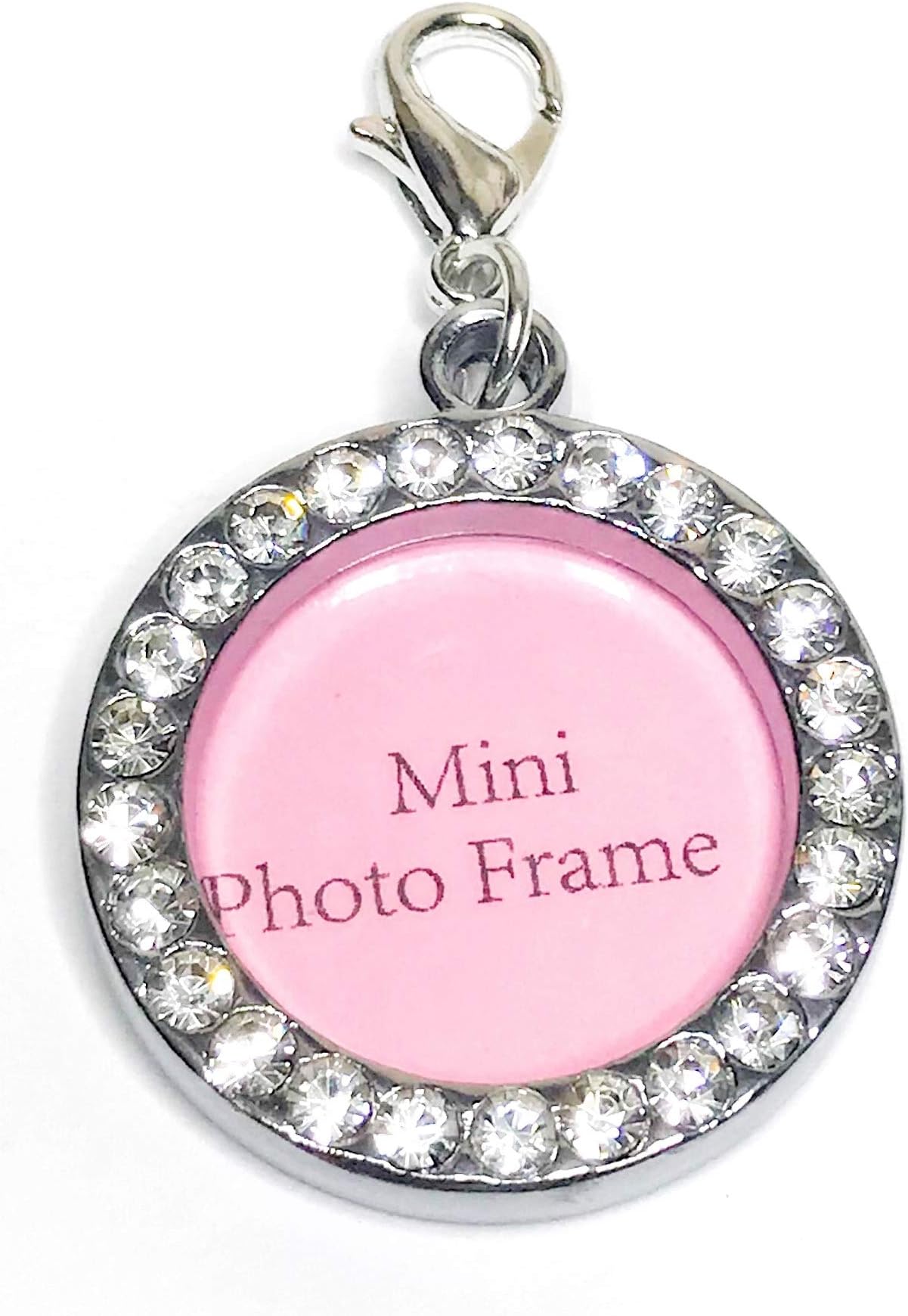 AMZ BEADS - Bridal Wedding Bouquet Memorial Family Silver Round Rhinestone Crystal Double-Sided Picture Photo Frame Jewelry Making DIY Craft Charm (3)