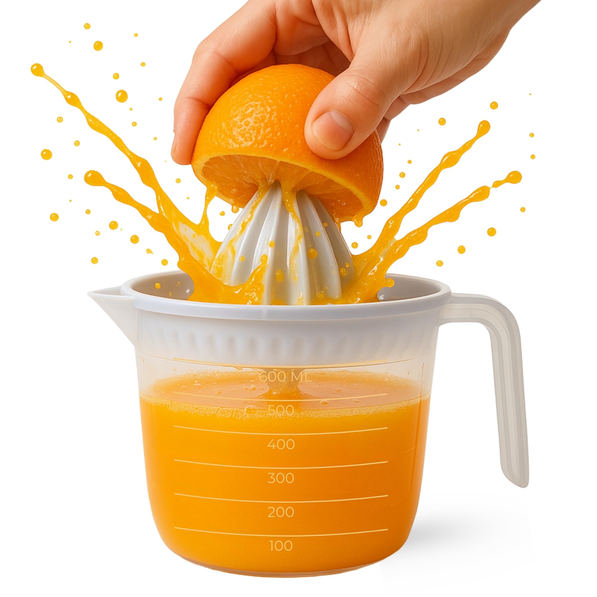 CHEFZOCO Exprimidor manual de plástico 600 ml para naranjas y limones transparente