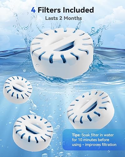 Miniatura 9 de Fuente de agua para perros grandes, fuente de agua para mascotas de acero inoxidable 304 de 12 litros con 5 filtros y 2 bombas de agua