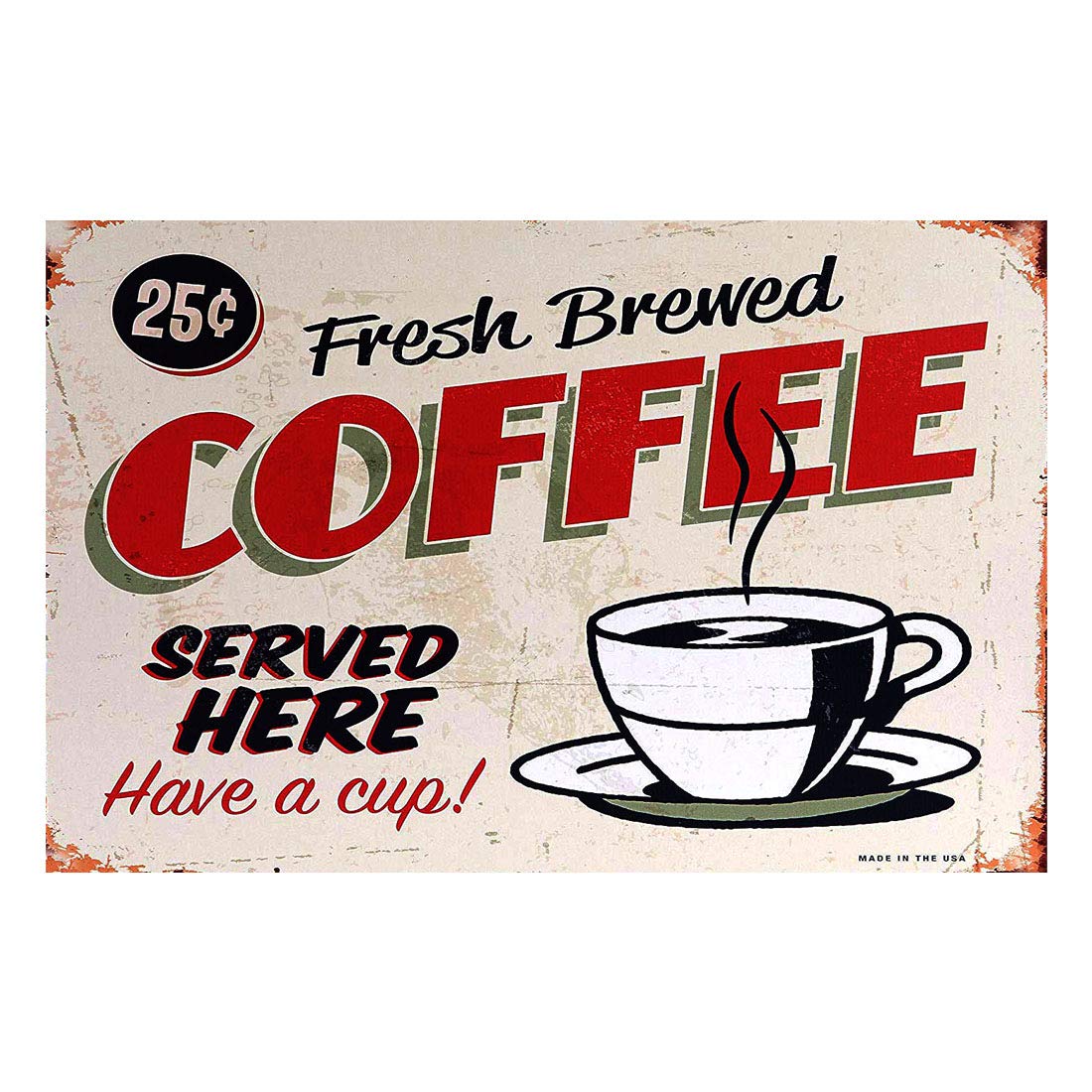 Sehaz Artworks Home Decor Items | Room Decor | Wall Decor | living Room Decorative Items | Fresh-brewed-coffee' Rust Looks Wall Sign for Wall Decoration Tin Sign (MDF, 30 cm x 20 cm x 0.3 cm)