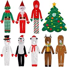 Syhood 9 Pcs Christmas Accessories Clothes Costume Reindeer Snowman Bear Gingerbread Doll Costume Christmas Tree Outfit Birthday Doll Clothing for Christmas Party Decorations