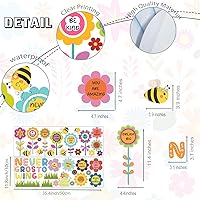 Vista 6 de OLMIXA Calcomanías de pared coloridas de flores de jardín de primavera, calcomanías de pared con cita inspiradora, calcomanías de pared de vinilo