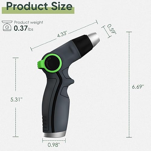Miniatura 4 de YESTAR Juego de boquillas de metal para manguera, rociador de agua de jardín, alta presión y 8 patrones de riego ajustables para regar plantas,