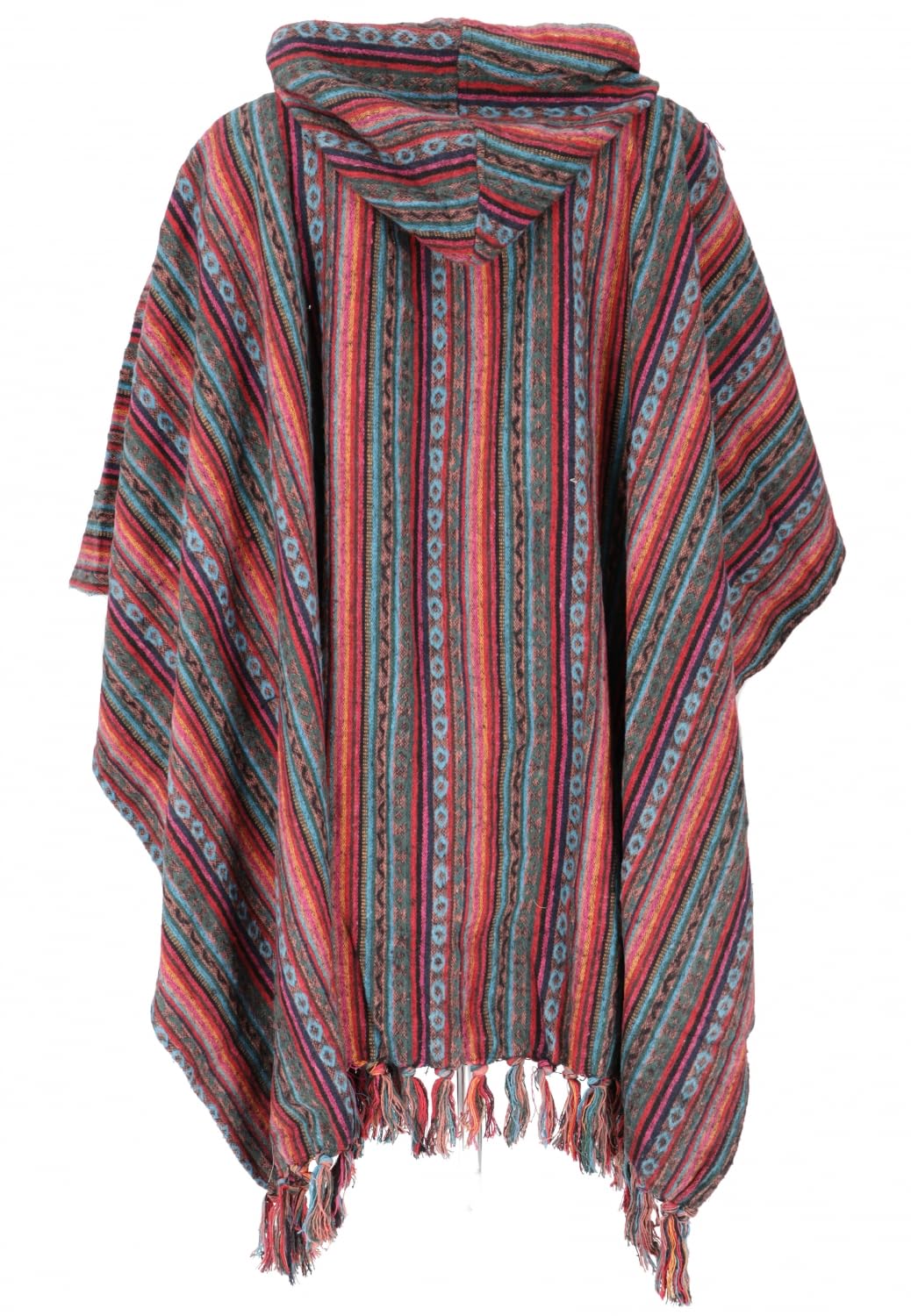 GURU SHOP, Poncho Hippie Chic, Ethno Poncho, Poncho Andino, Arancione/verde, Cotone, Dimensione Indumenti:One Size, Giacche, Cardigan e Poncho