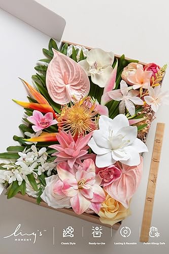 Miniatura 5 de Ling's Moment Juego de cajas combinadas de flores artificiales y vegetación color rosa terracota y crema, flores falsas lilas y malvas para ramo de
