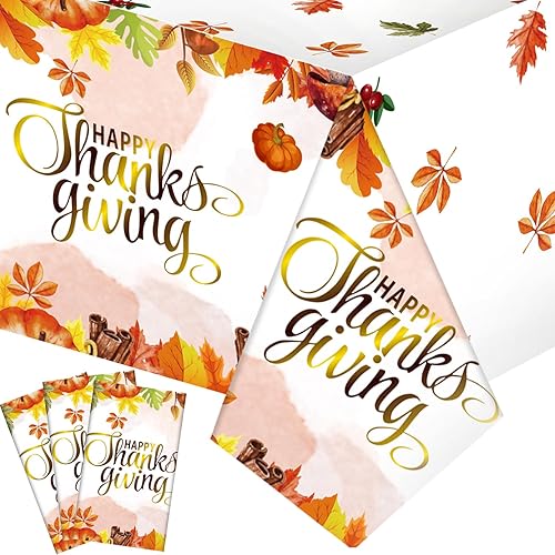 Manteles de otoño de 3 piezas de Acción de Gracias, hoja de arce y calabaza, mantel de otoño para decoración de fiesta de Acción de Gracias,