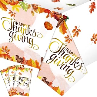 Fall Tablecloths 3 Pieces Thanksgiving Maple Leaf Pumpkin Tablecloths Autumn Tablecover for Thanksgiving Party Decorations Home Fall Themed Party Supplies(54 x 108 Inch)