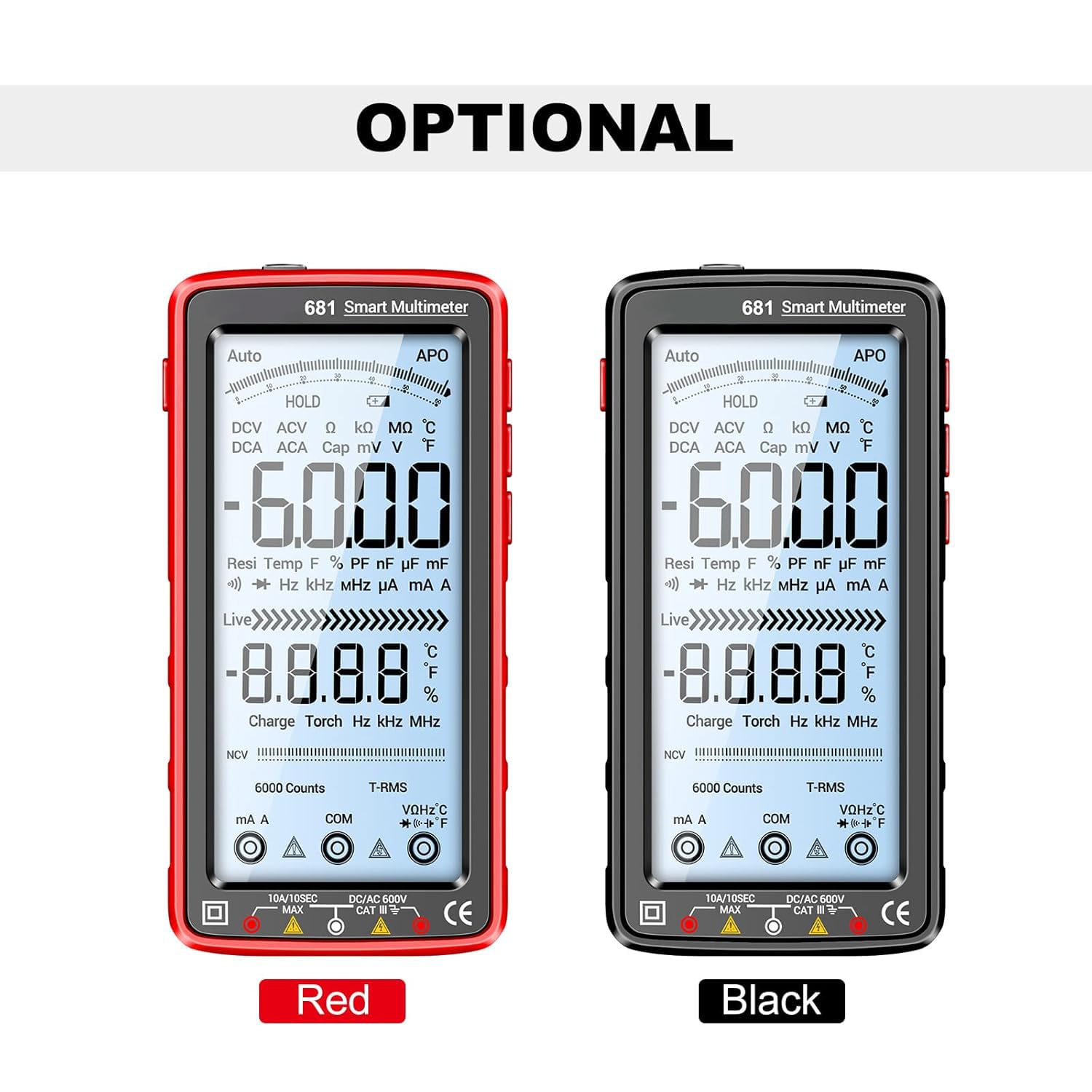 ANENG 681 6000 liczy cyfrowy multimetr Smart Anti-burn Akumulator uniwersalny miernik NCV 5-calowy duży tester LCD z podświetlaną latarką dla napięcia Prąd Rezystancja