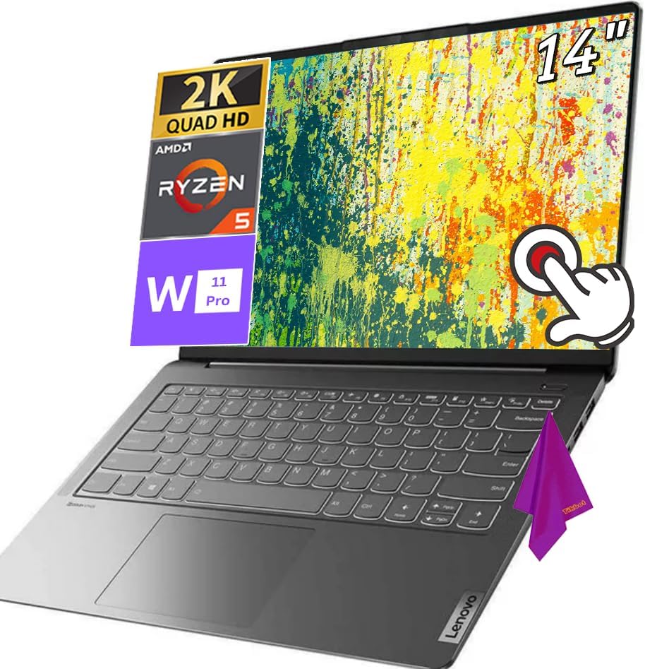 Lenovo IdeaPad 5 Pro Touch Laptop AMD Ryzen 5 5600U de 6 núcleos, 14 pulgadas, 2K (2240 x 1400) 1610 IPS 100% sRGB - 16 GB de RAM - SSD PCIe de 1 TB