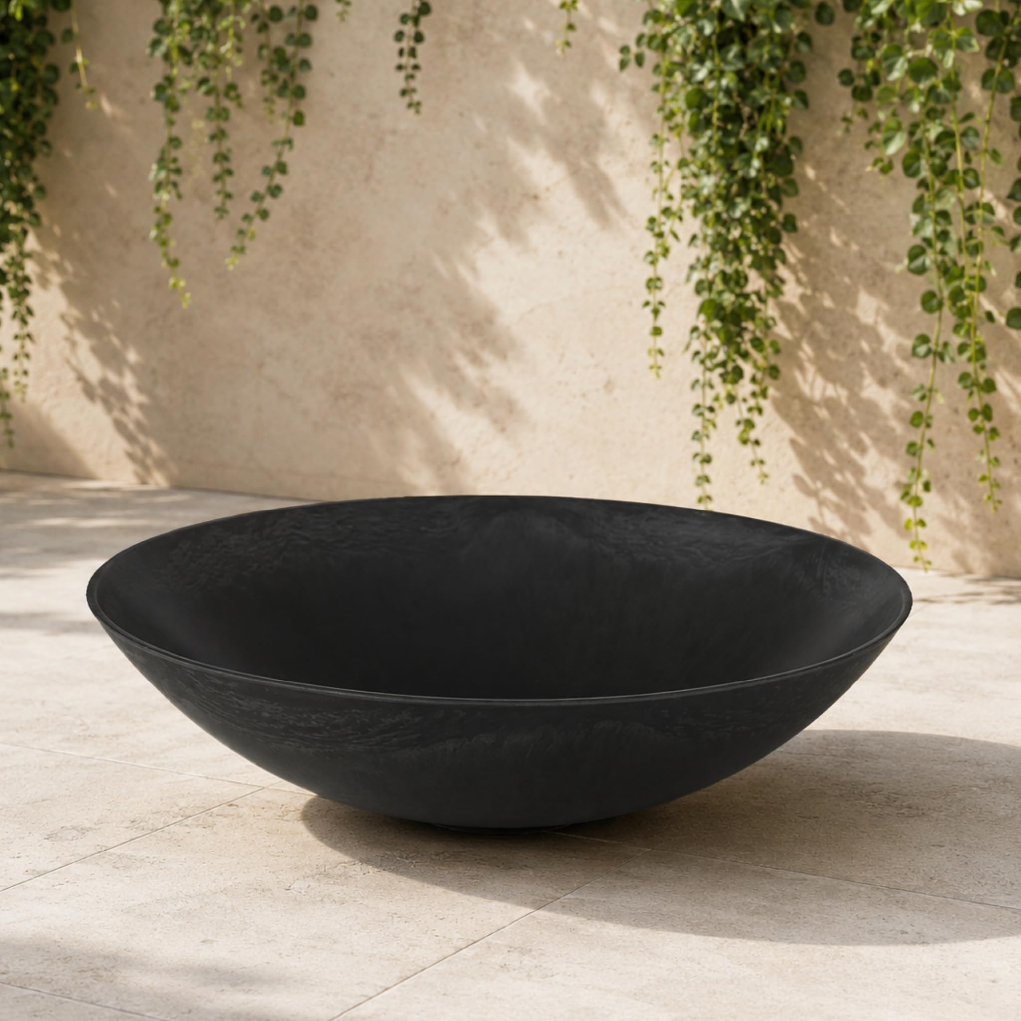 matches21 HOME & HOBBY Large Outdoor Plant Bowl 45 cm – Black Marbled as Weatherproof Flower Bowl – Decorative Bowl — image 1