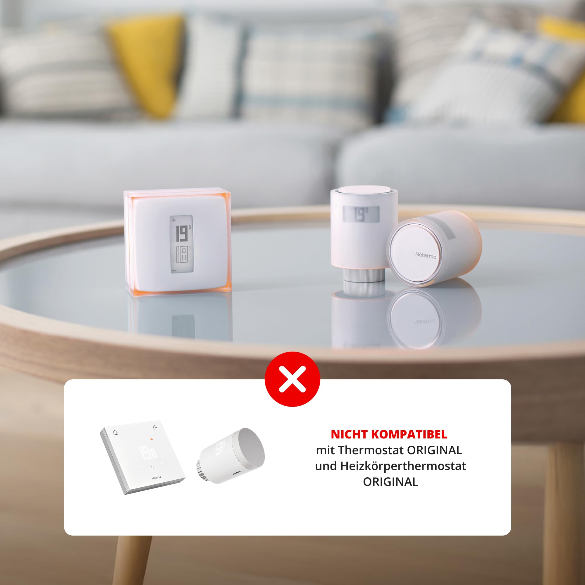Netatmo Thermostat Intelligent, Energieeffizient. WiFi - Steuern Sie die Heizung per App aus der Ferne, Kompatibel mit einzelnen Heizkesseln, NTH01-AMZ