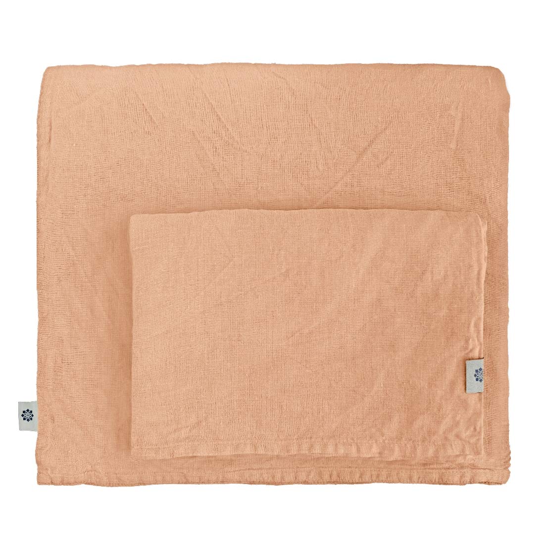 LINEN & COTTON Set Copripiumino/Biancheria da Letto in Lino Lavato (Stonewashed), (200 x 200cm) Matrimoniale, Corallo