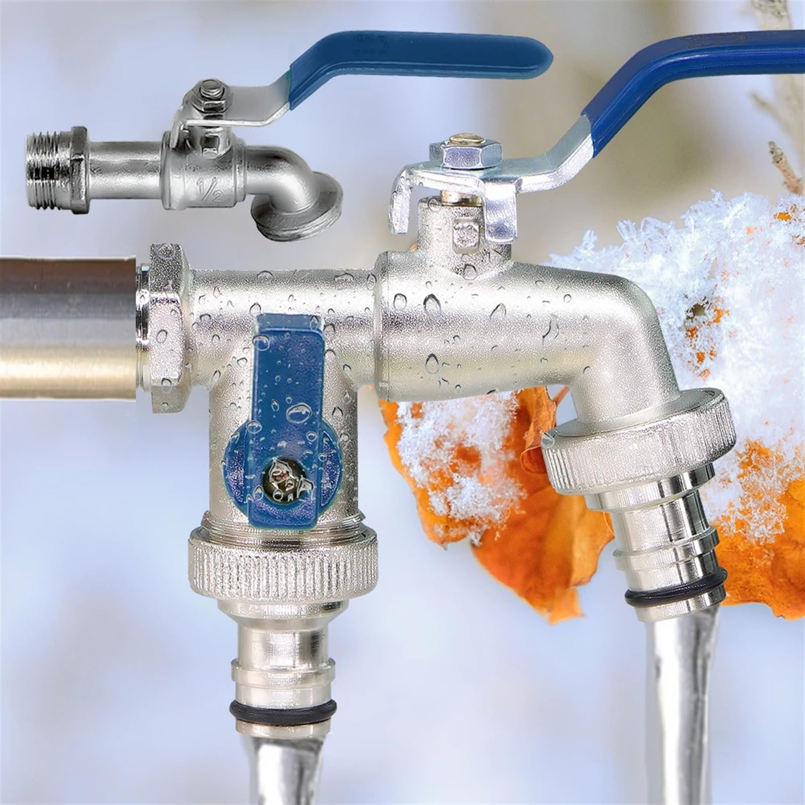 Sdoppiatore per rubinetto da giardino a 2 vie, valvola per rubinetto esterno per irrigazione domestica, connettore per giunto dell'acqua resistente, strumento di facile commutazione per sistema di