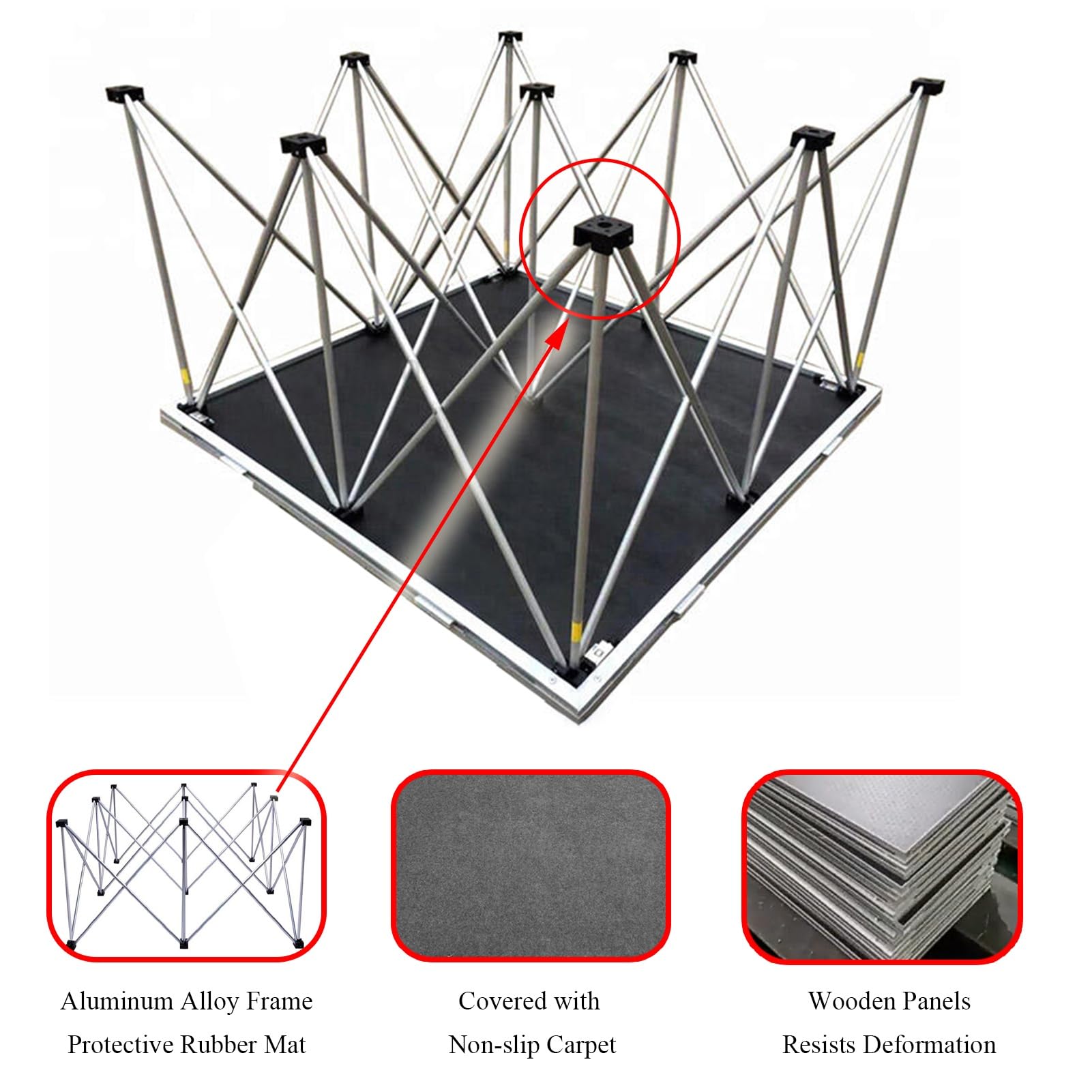 Rialzo per fotocamera portatile, supporto antiscivolo per fotografia, eventi e produzione video, altezza regolabile, design robusto per uso professionale