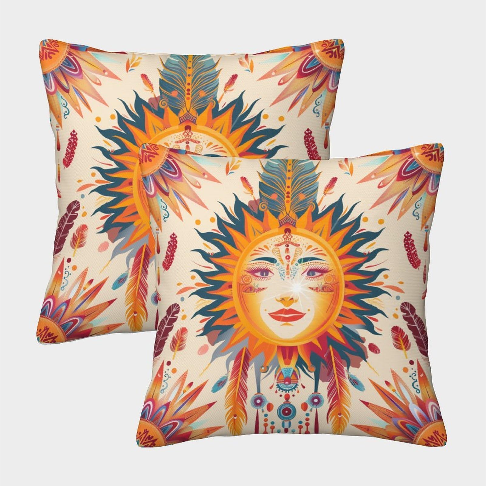 kaiyun 2 Pack Sun,Boho Personalised Cushion Cover Home Sofa Decoration 40x40cm Pillow Covers