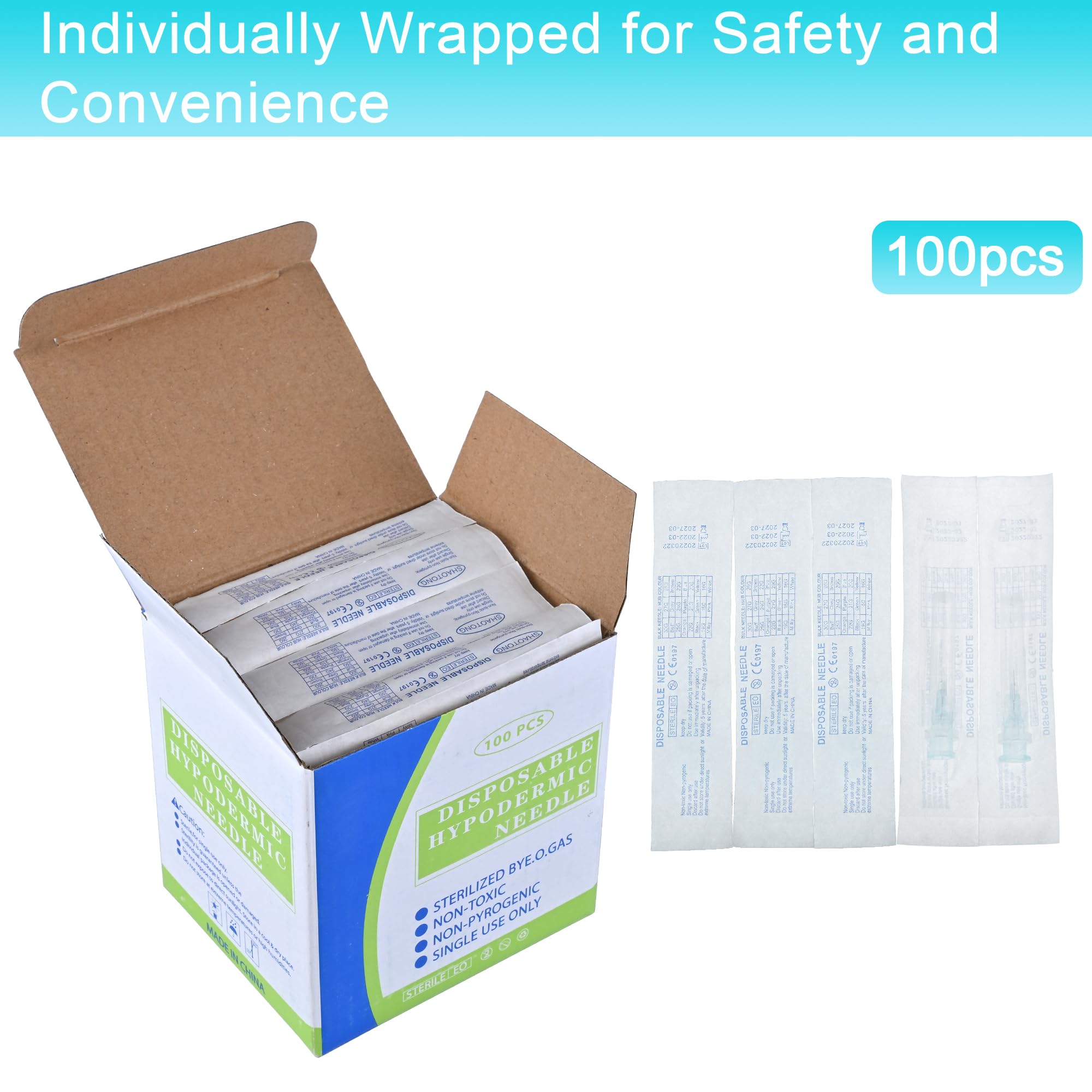 32 Gauge 0.15 inch/4mm Disposable Needles, Luer Lock Dispensing Needle Accessorie, Individual Packaged, Pack of 100 — Amazon image 5