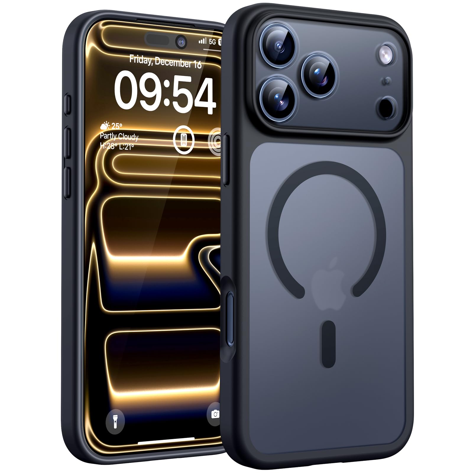 TOCOL Magnetic for iPhone 15 Case 6.1-Inch, Fit for MagSafe, Upgraded [Full Camera Protection], [14FT Military Grade Shockproof] Thin Slim Frosted Translucent Matte Back Phone Cover (Black) — view 155