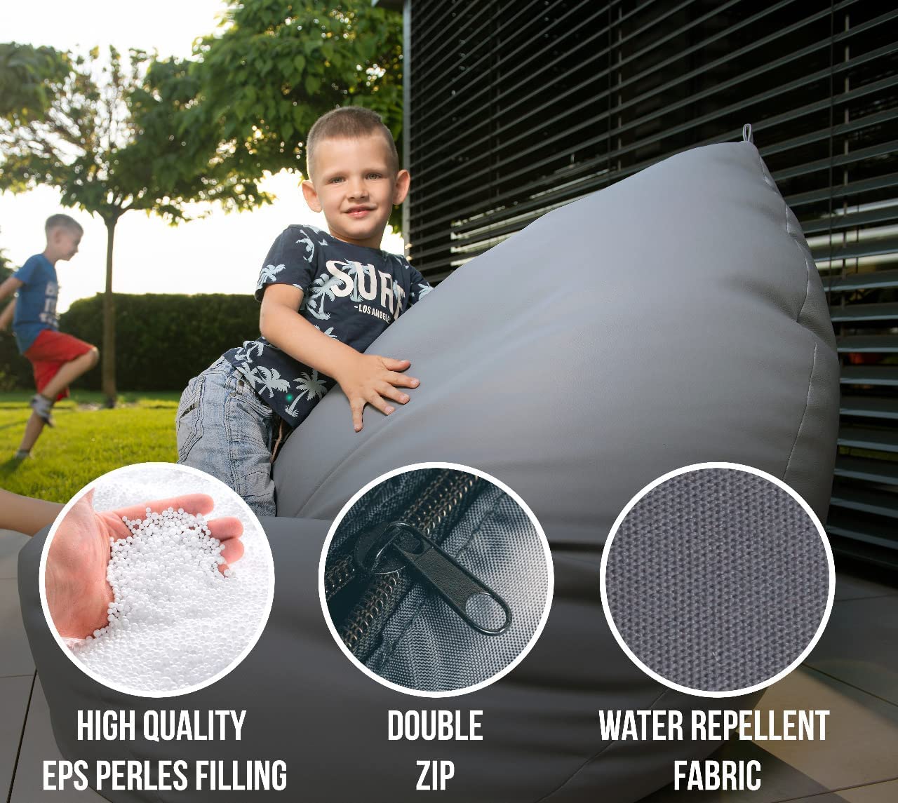 Haus & Garten Chilly pilley Pouf Coussin De Sol Impermeable Intérieur Extérieur pour Enfants Et Adultes Plusieurs Couleurs Et Tailles Au Choix (65x95, Gris)