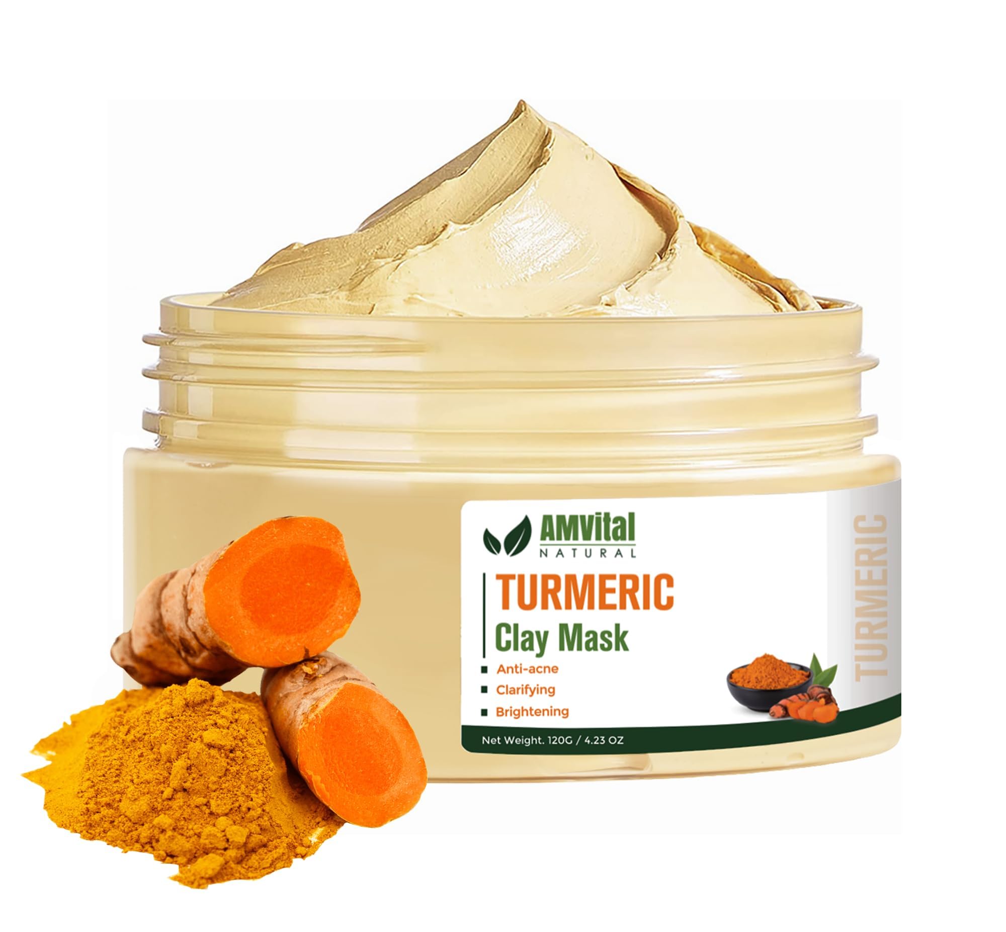 Turmeric Face Mask, Clay Facial Masks with Vitamin C, Skin Care for Acne and dark Spots, Smooth & Refine Pores, Anti Aging for Women, Non-Greasy Hydrating