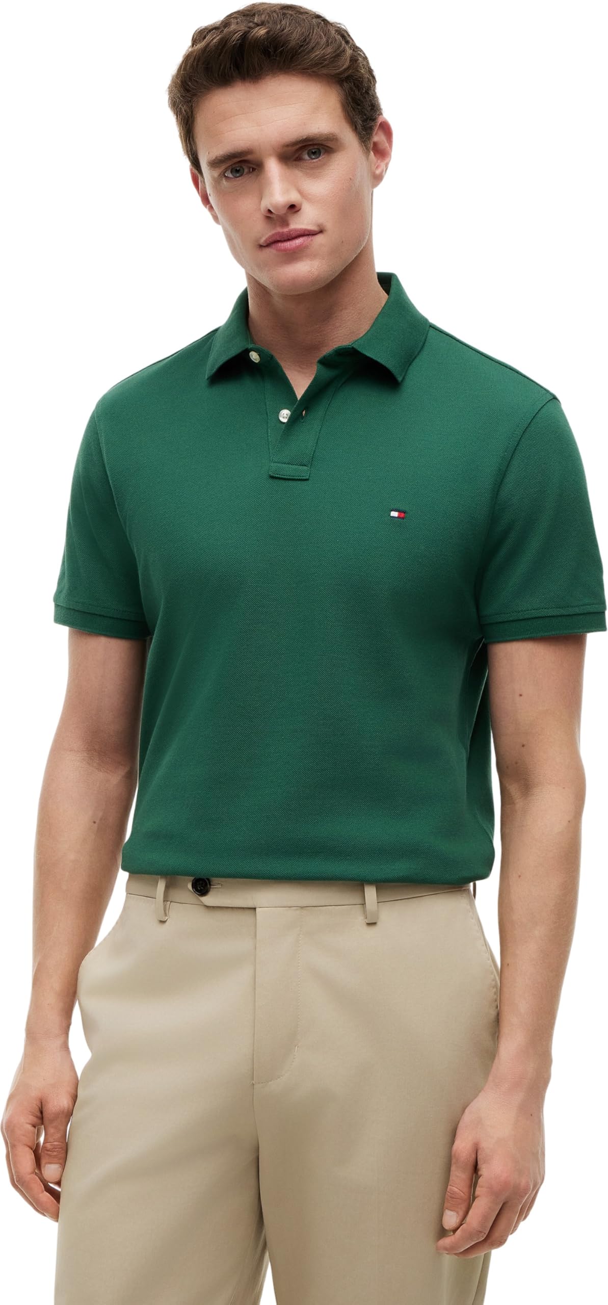 Tommy Hilfiger Herren Poloshirt Kurzarm 1985 Regular Fit, Grün (Street Green), S